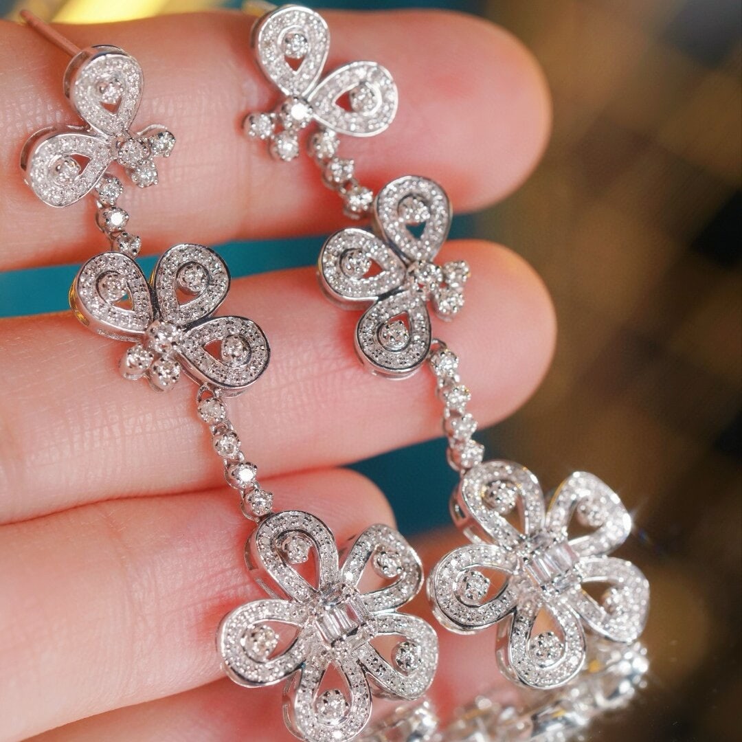 14k Gold 1.20 Ct Natural H Diamond Earrings - 7