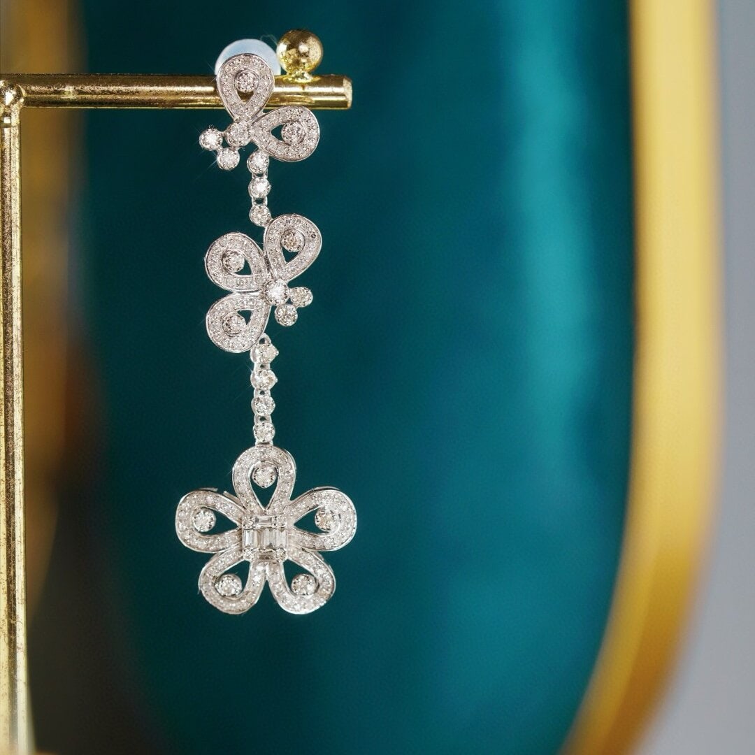 14k Gold 1.20 Ct Natural H Diamond Earrings - 8