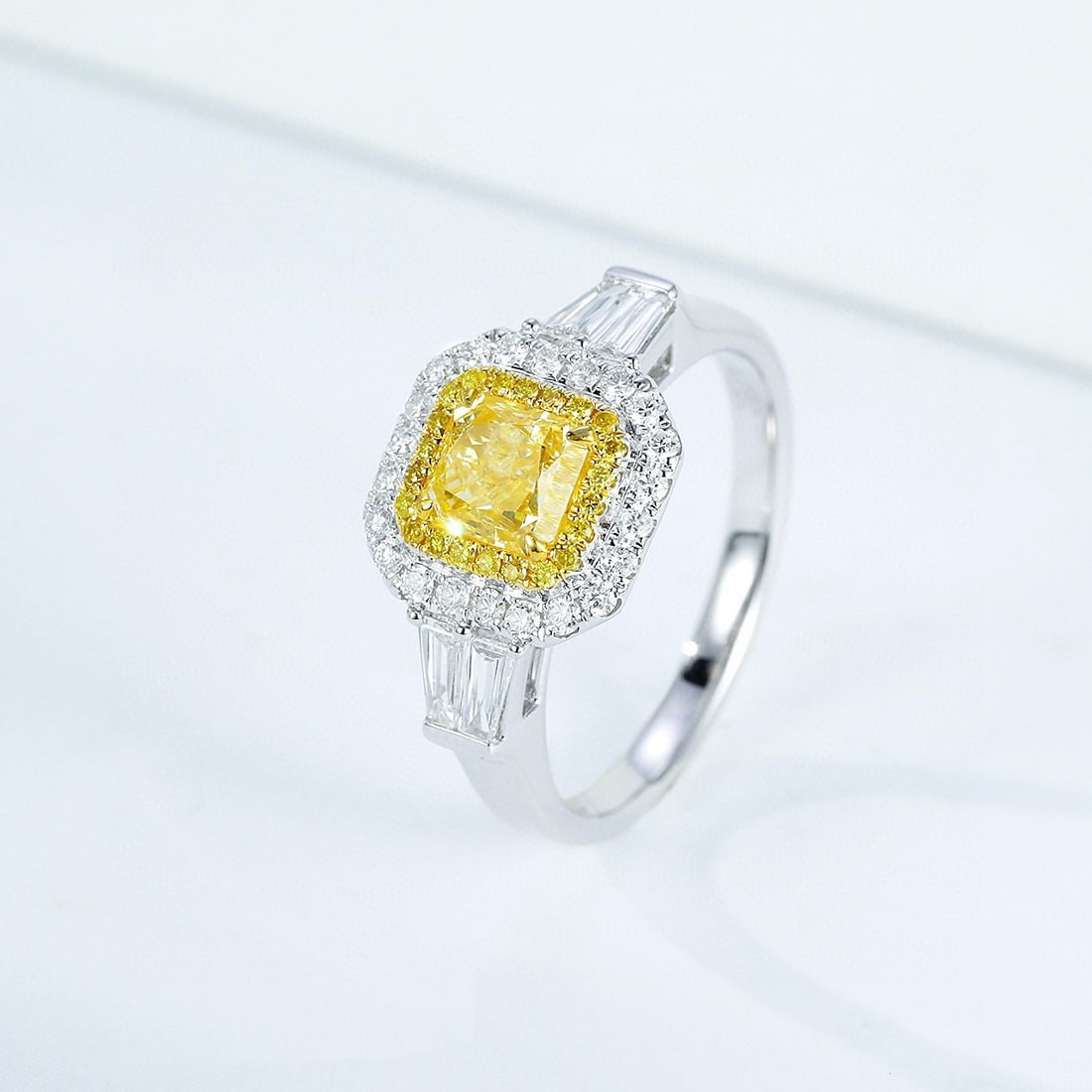 14k Gold 1.56 Ctw Natural Yellow Diamond & Diamond Ring - 3
