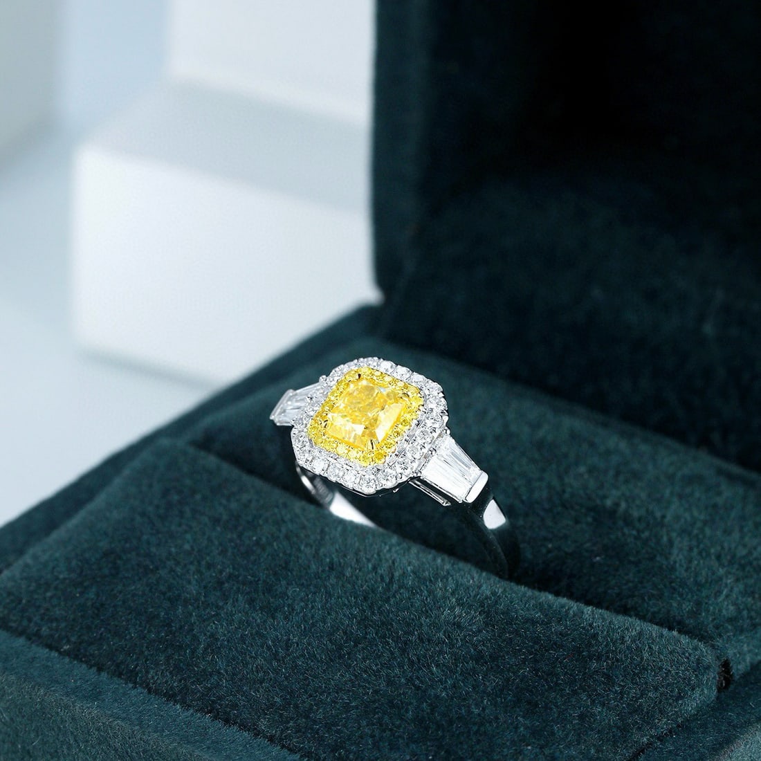 14k Gold 1.56 Ctw Natural Yellow Diamond & Diamond Ring - 5
