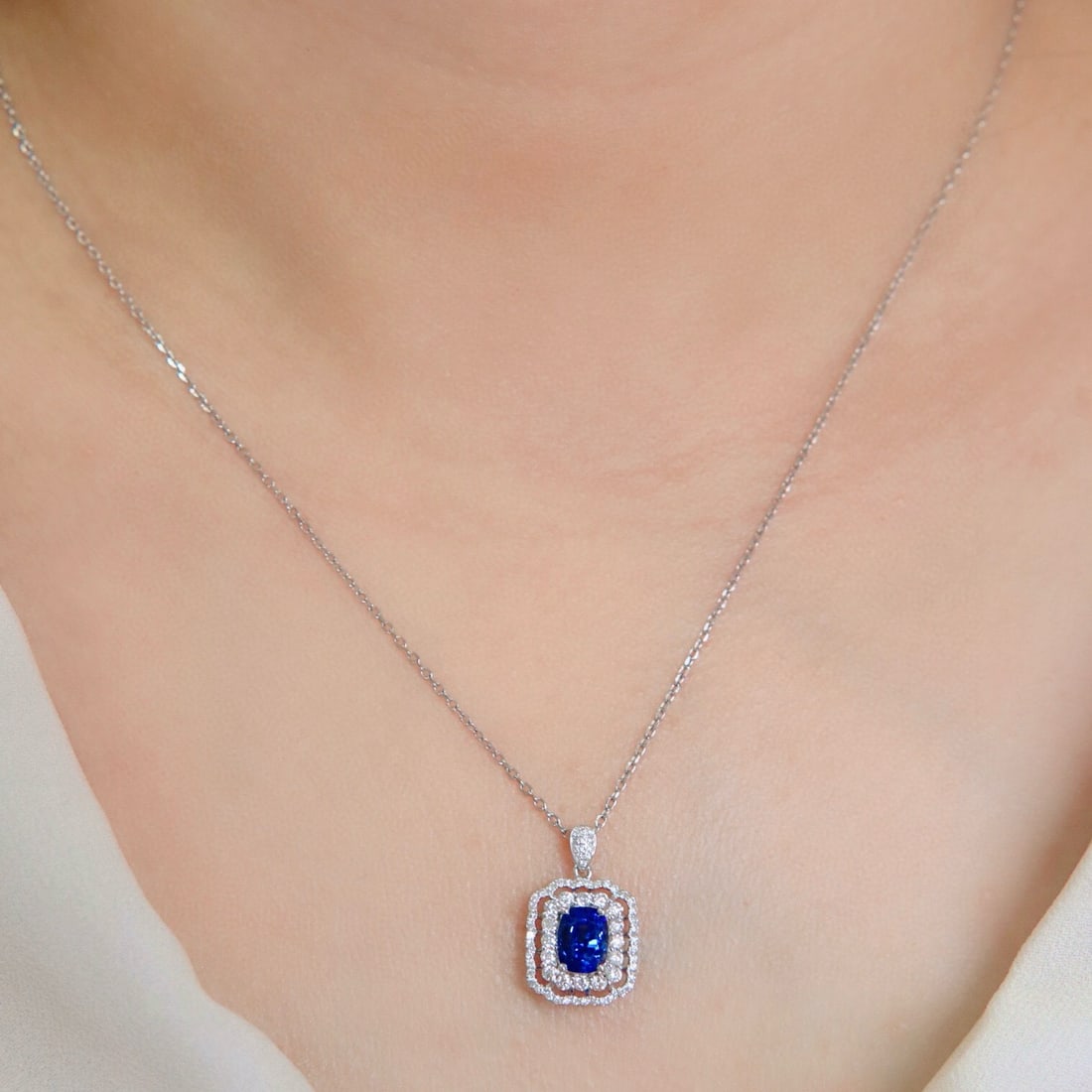 14k Gold 2.14 Ctw Natural Sapphire & Diamond Pendant( Without Chain ) - 5