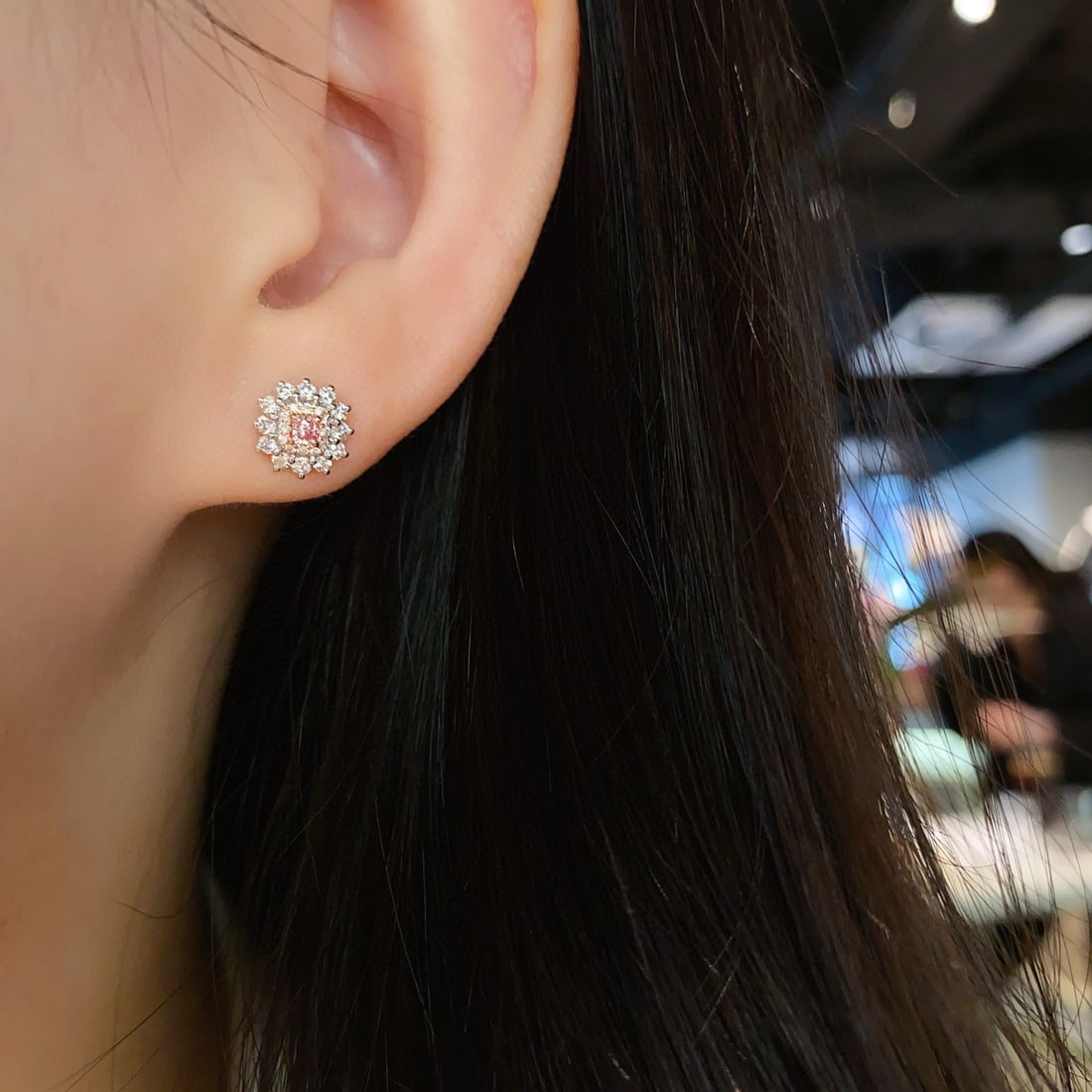 14k Gold 0.55 Ctw Natural Pink Diamond & Diamond Earrings - 3