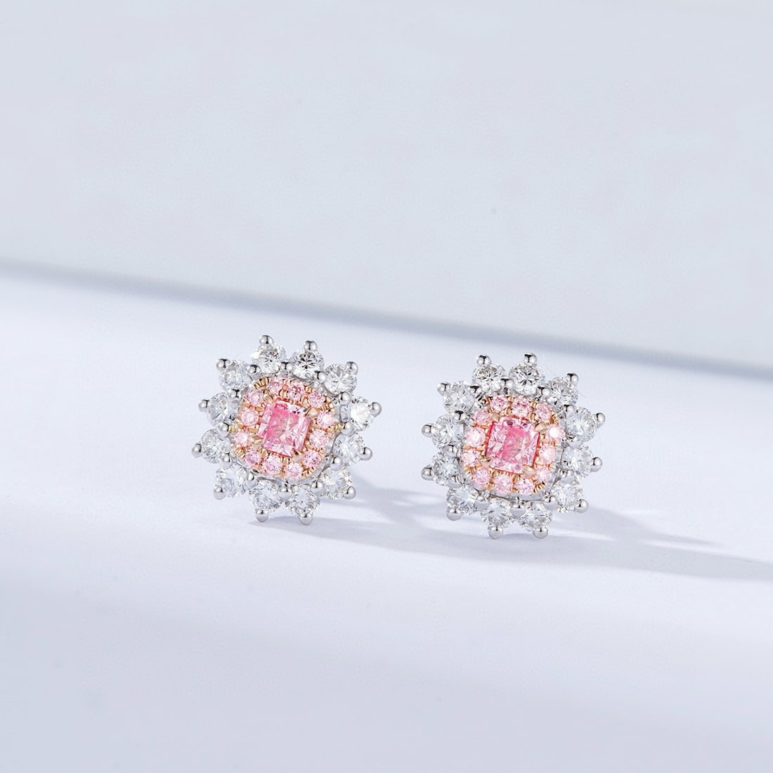 14k Gold 0.55 Ctw Natural Pink Diamond & Diamond Earrings - 4
