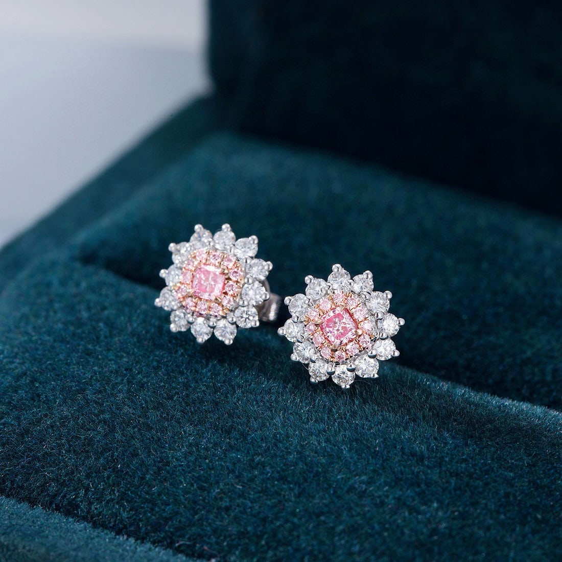 14k Gold 0.55 Ctw Natural Pink Diamond & Diamond Earrings - 6