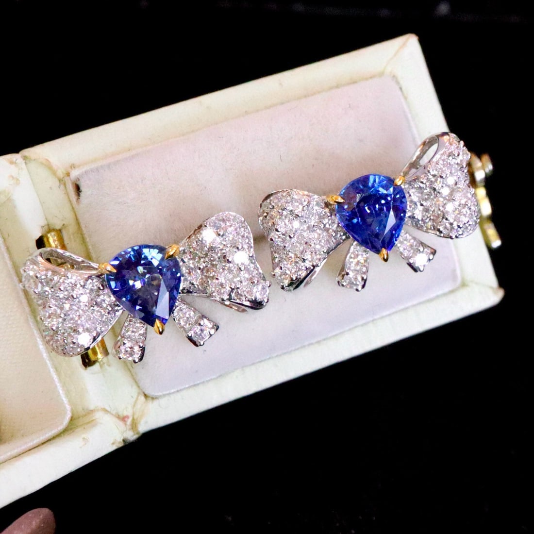 14k Gold 2.18 Ctw Natural Sapphire & Diamond Earrings - 5