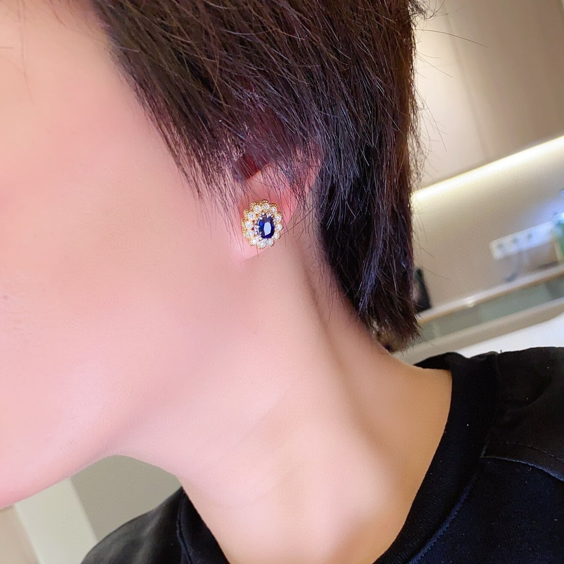 14k Gold 2.80 Ctw Natural Sapphire & Diamond Earrings - 2