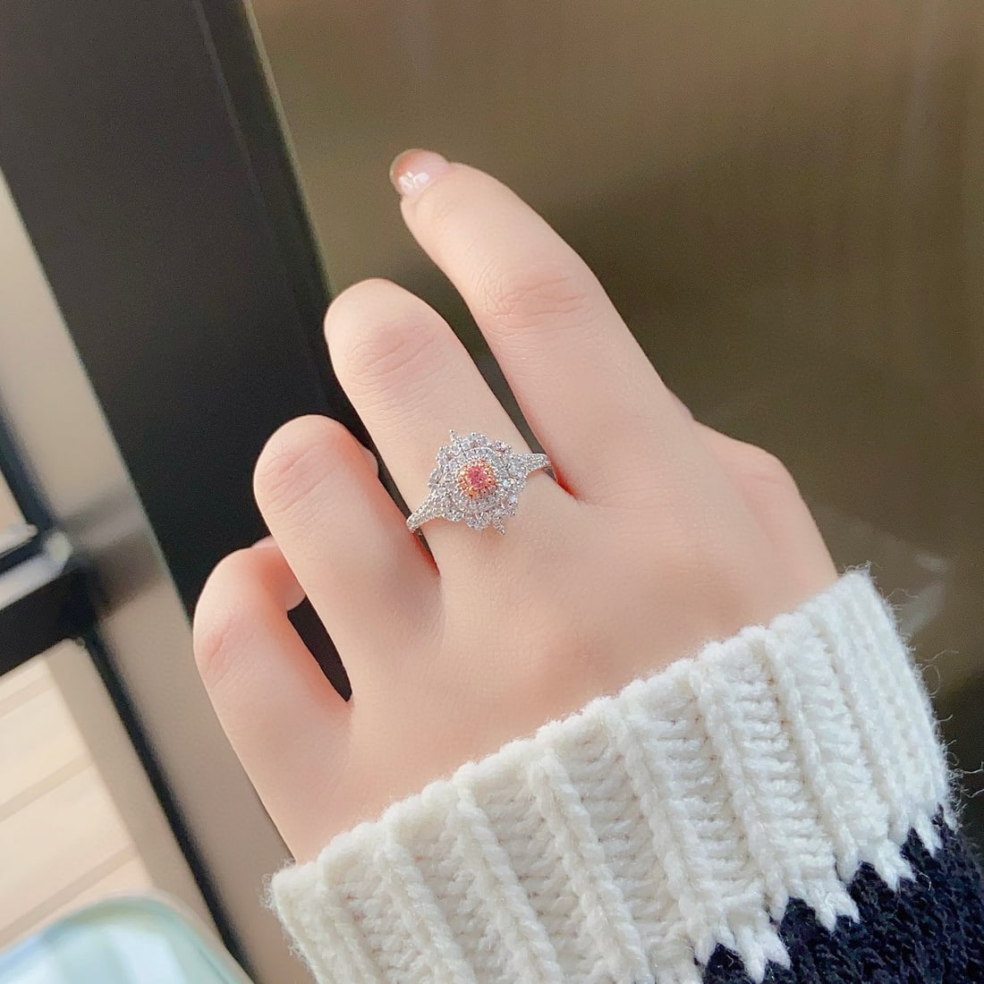 14k Gold 0.54 Ctw Natural Pink Diamond & Diamond Ring - 3