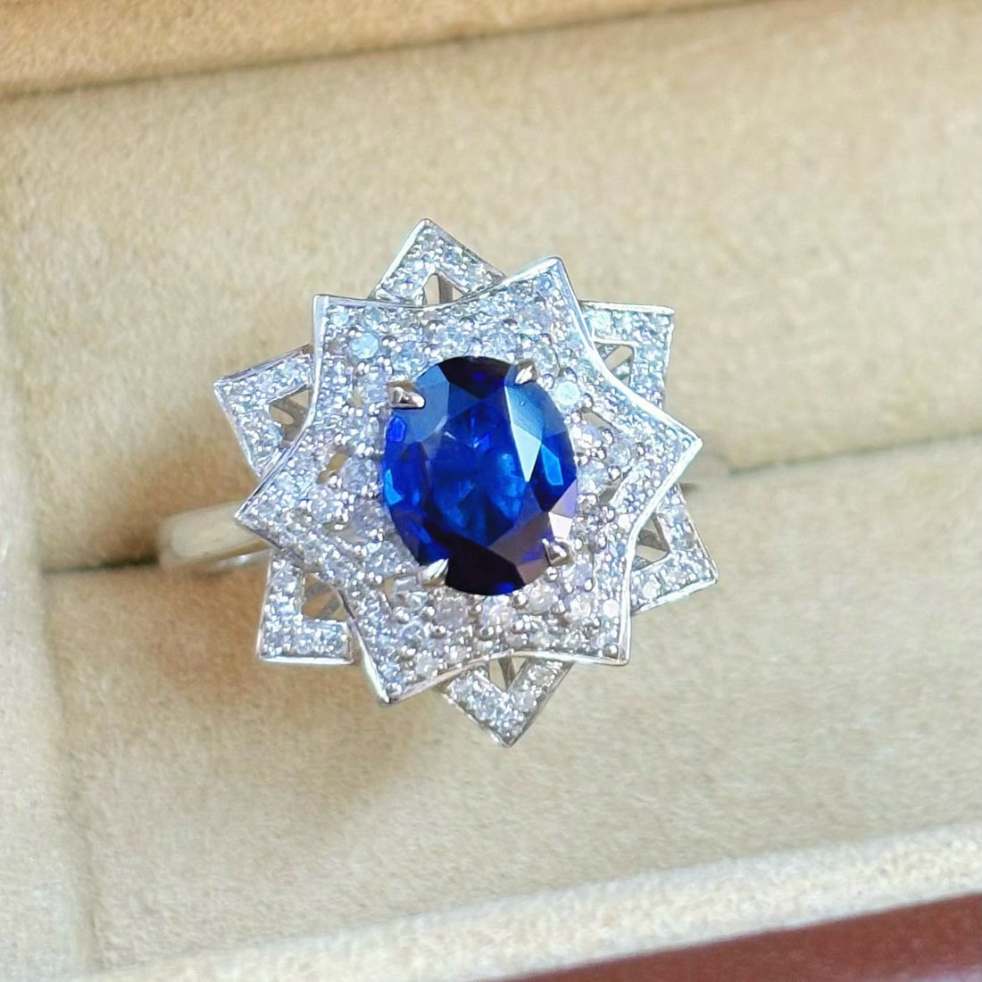 14k Gold 1.65 Ctw Natural Sapphire & Diamond Ring - 2