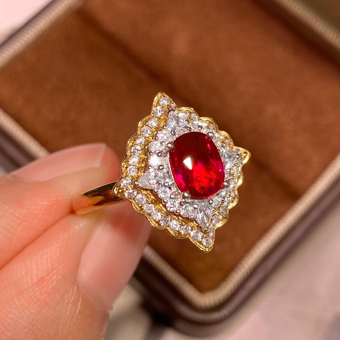 14k Gold 1.52 Ctw Vivid Red Natural Ruby & Diamond Ring - 2