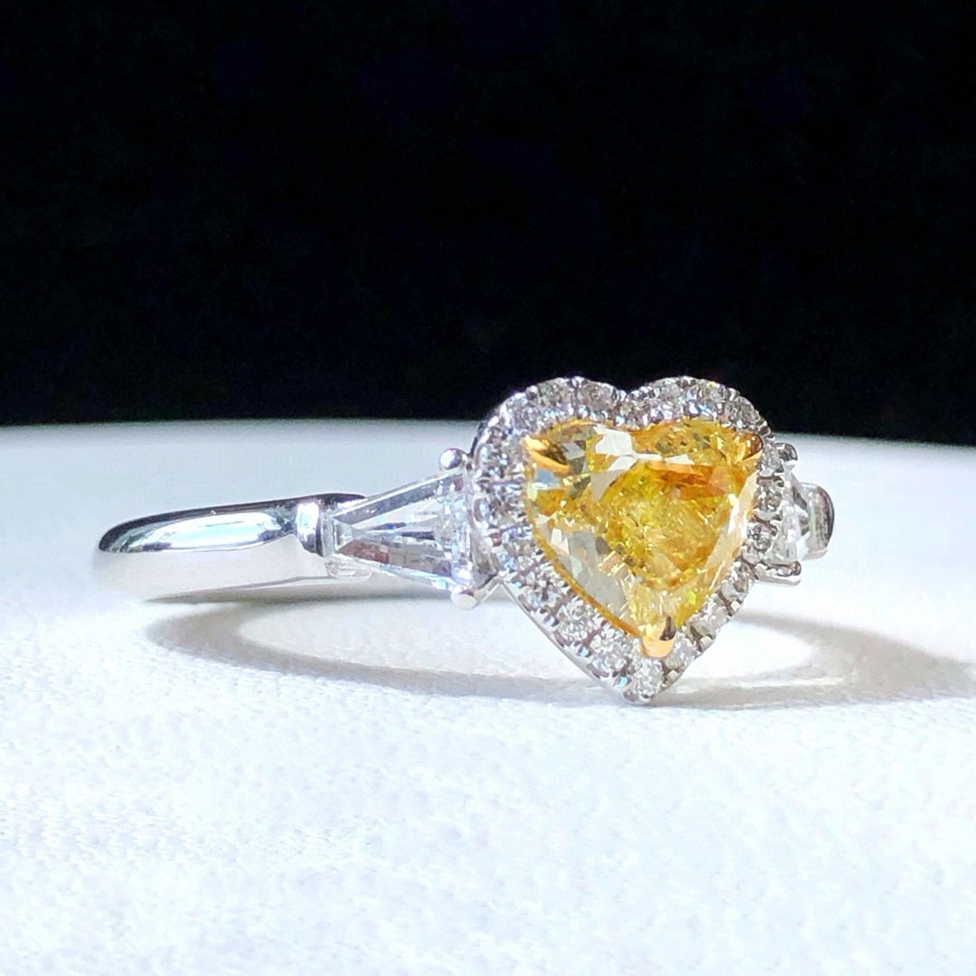 14k Gold 1.39 Ctw Natural Yellow Diamond & Diamond Ring - 2