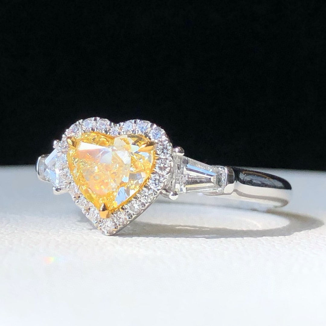 14k Gold 1.39 Ctw Natural Yellow Diamond & Diamond Ring - 3