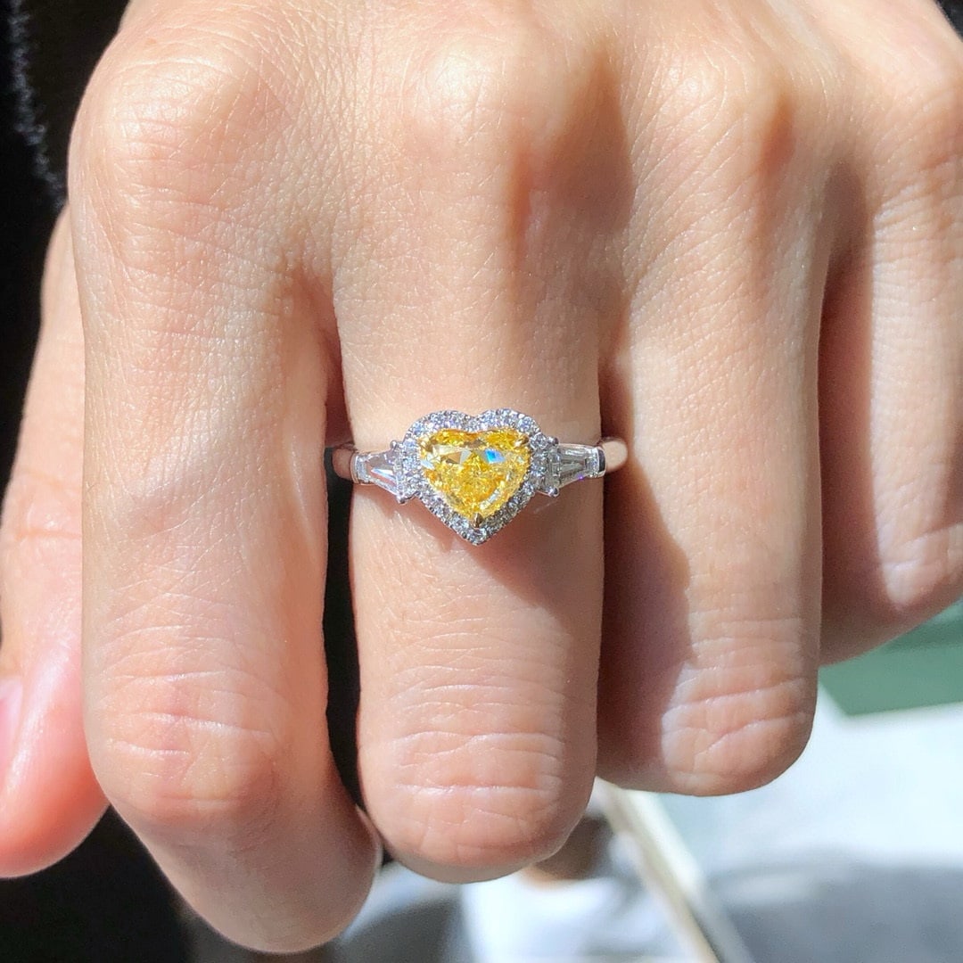 14k Gold 1.39 Ctw Natural Yellow Diamond & Diamond Ring - 4