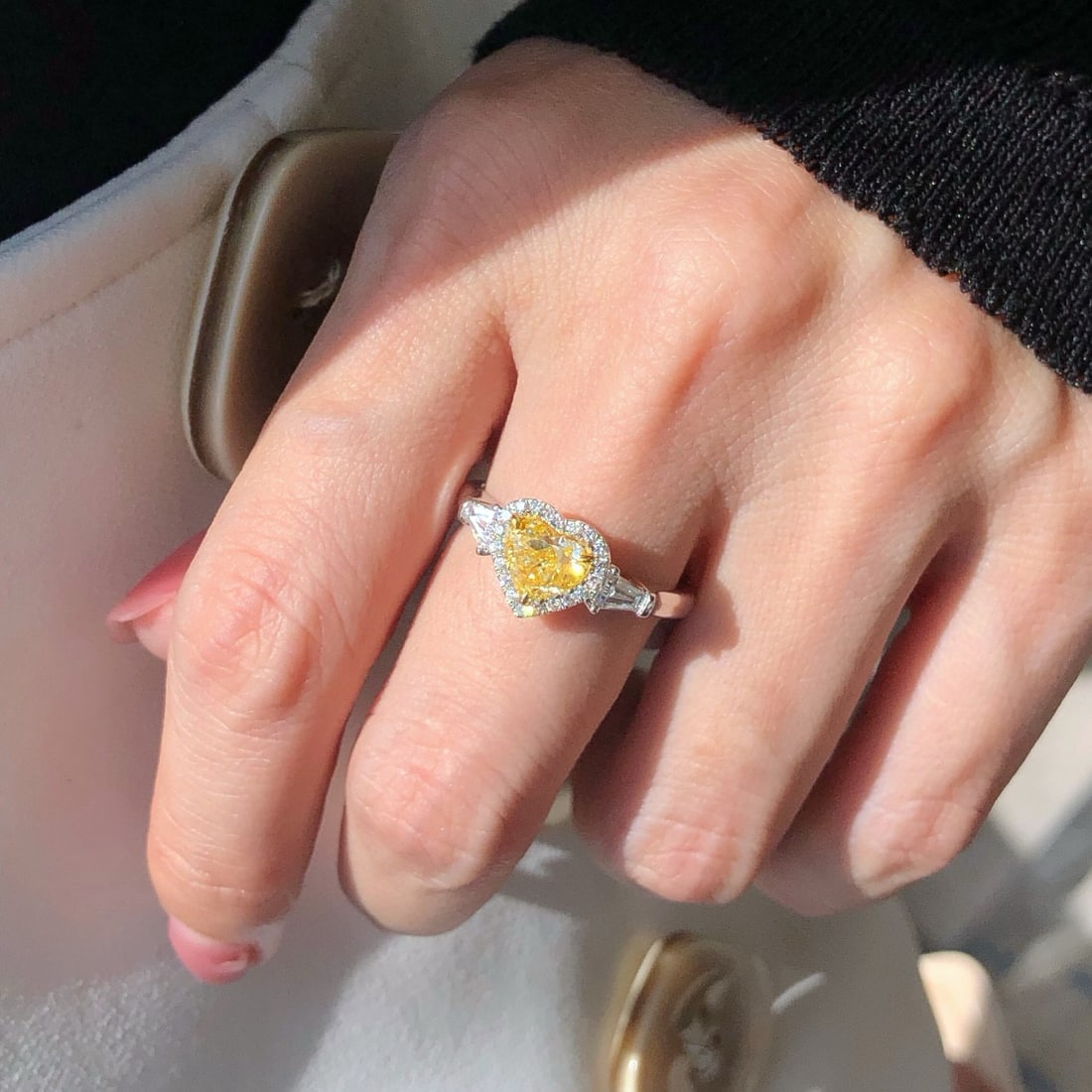 14k Gold 1.39 Ctw Natural Yellow Diamond & Diamond Ring - 5