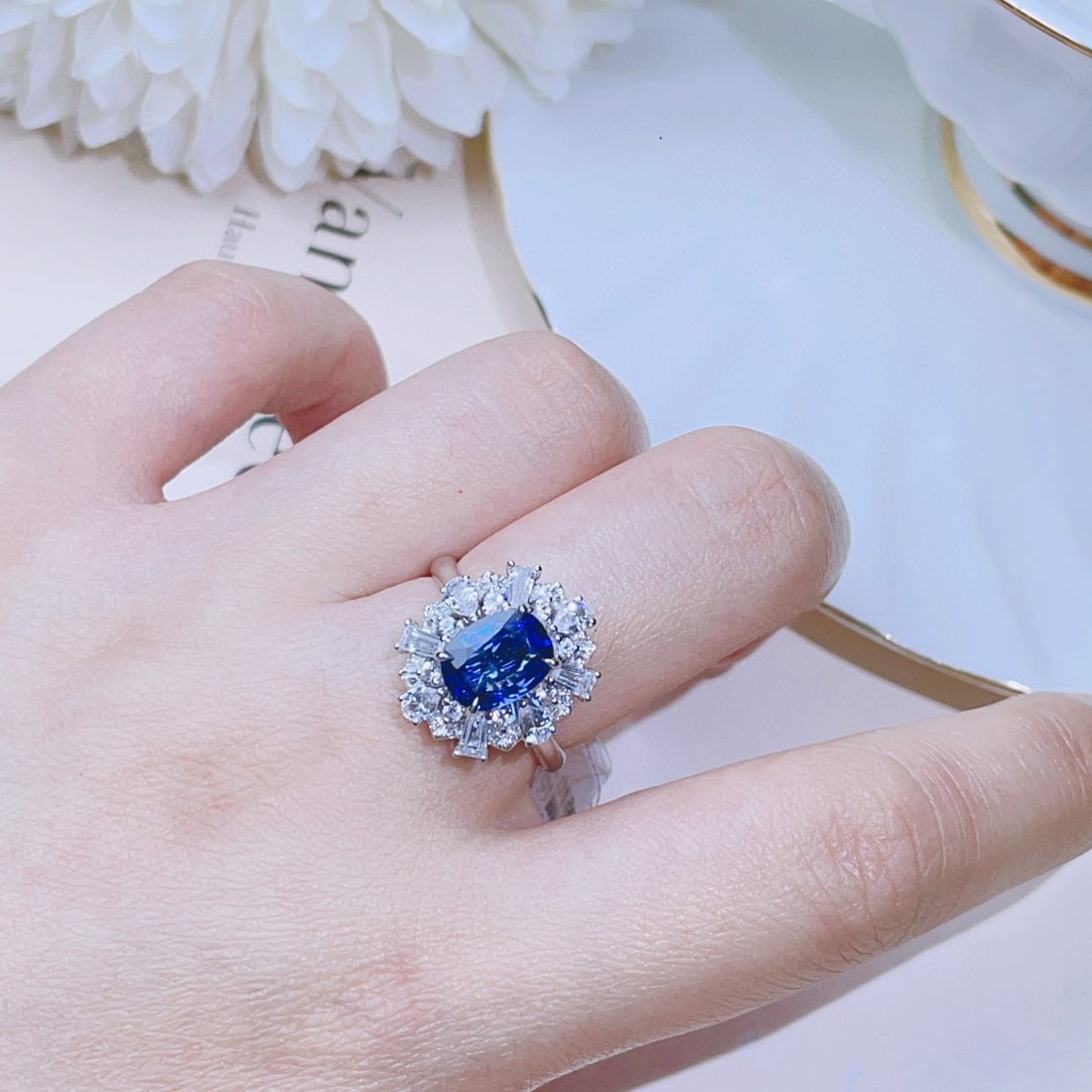 14k Gold 3.65 Ctw Natural Sapphire & Sapphire Ring - 2