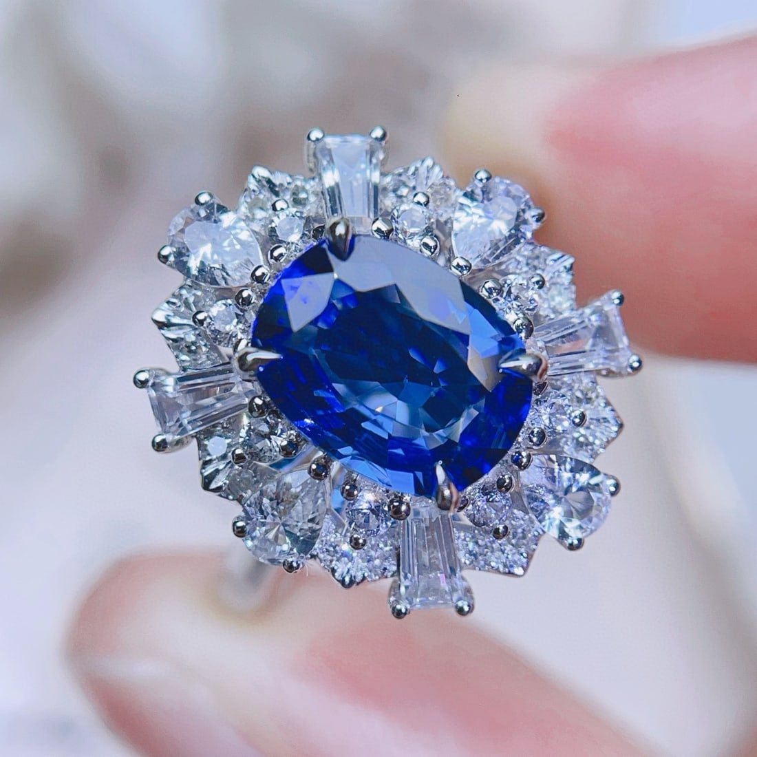 14k Gold 3.65 Ctw Natural Sapphire & Sapphire Ring - 4