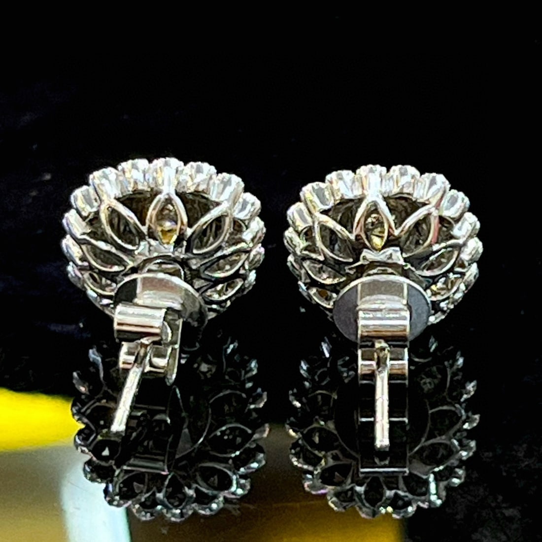 14k Gold 0.41 Ct Natural Yellow Diamond & Diamond & Yellow Diamond Earrings - 2