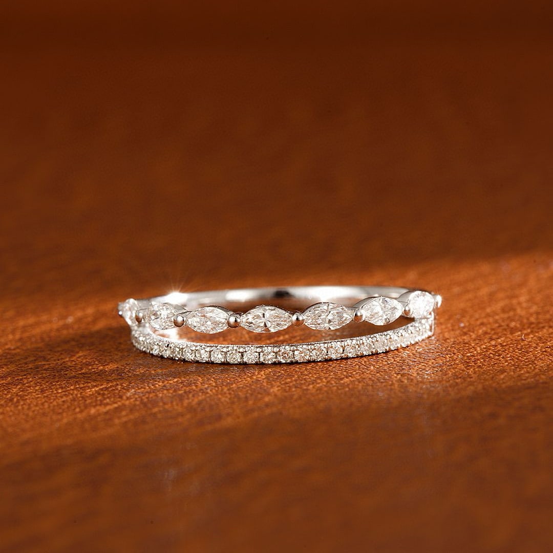 14k Gold 0.34 Ctw Natural H Diamond Ring - 2