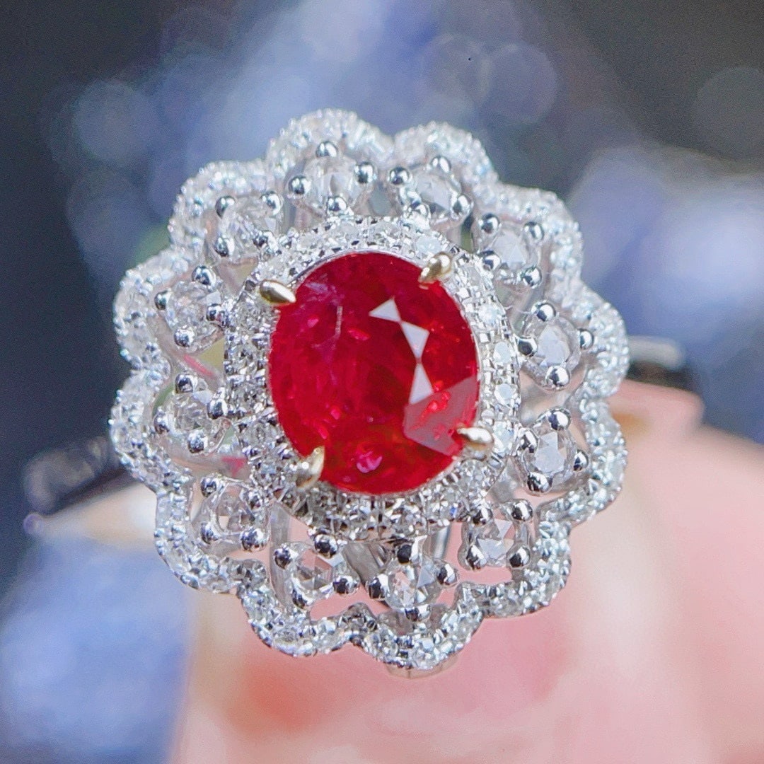 14k Gold 1.22 Ct Natural Ruby & Diamond & Sapphire Ring: Ref:230946267 // gold content:14k gold // ring size:7. 25us // // main gemstone:ruby // shape:oval // carat weight:1. 22ct // color:pigeonblood red // treatment:natural // // adjacent gemstone 2 : dia