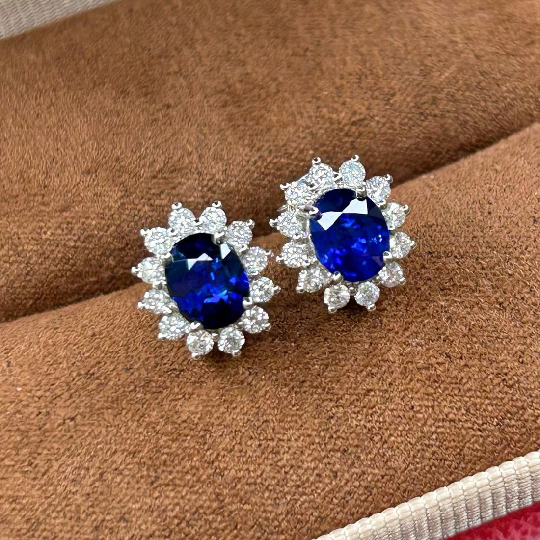 14k Gold 1.91 Ctw Natural Sapphire & Diamond Earrings - 2