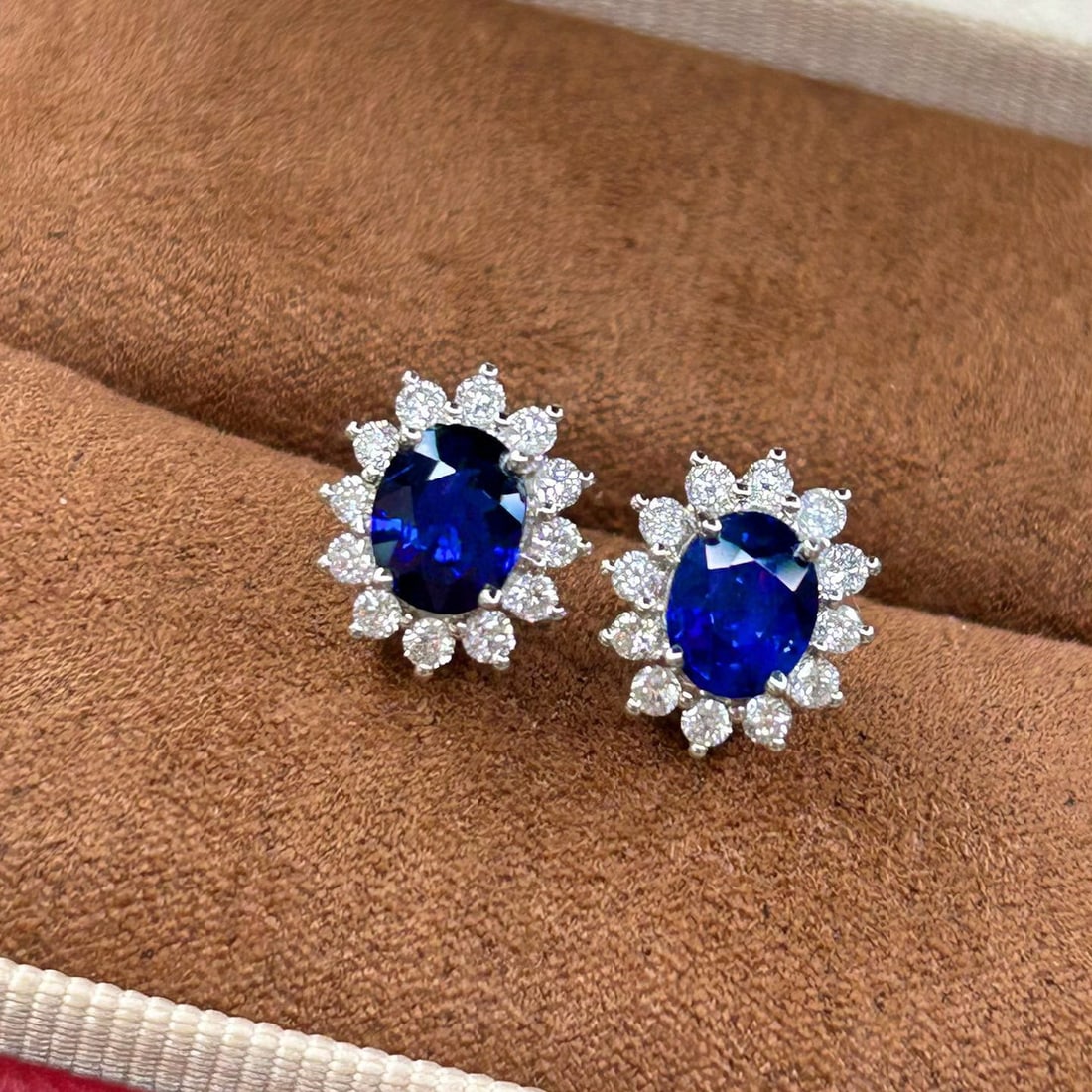 14k Gold 1.91 Ctw Natural Sapphire & Diamond Earrings - 3