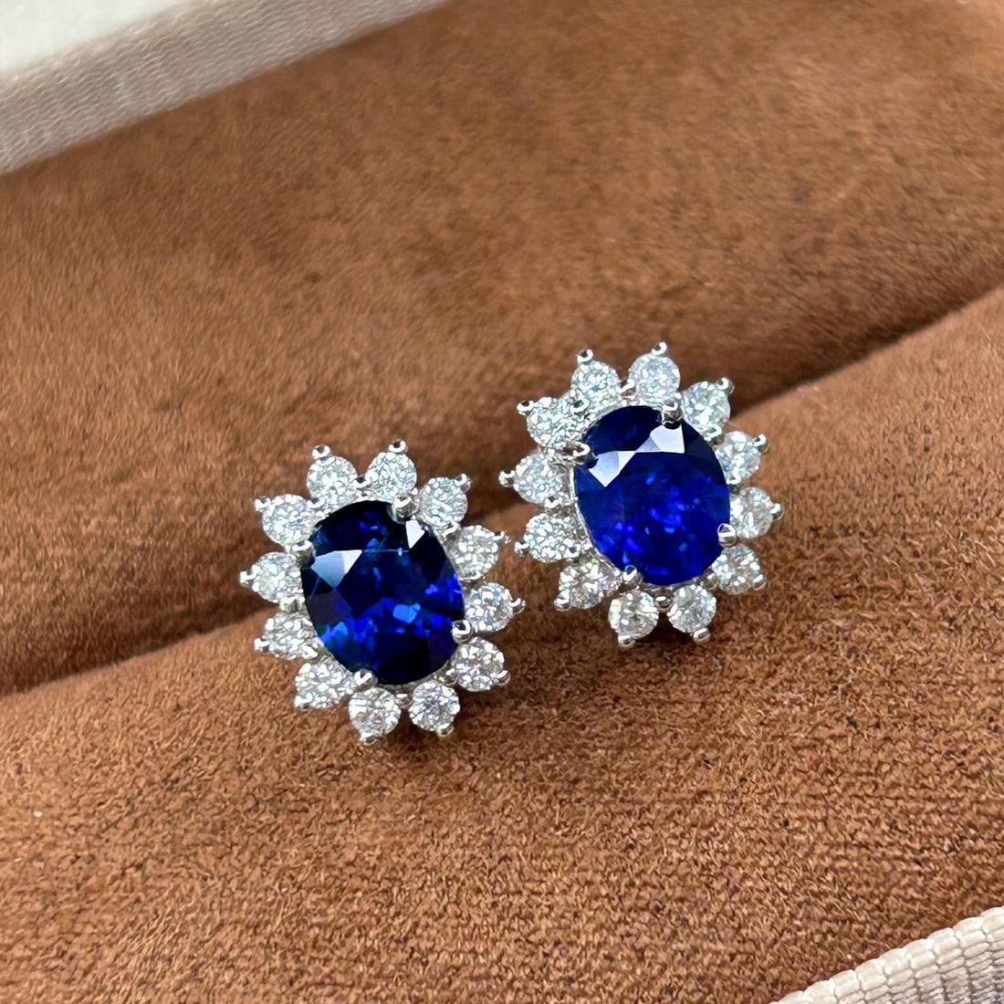 14k Gold 1.91 Ctw Natural Sapphire & Diamond Earrings - 5