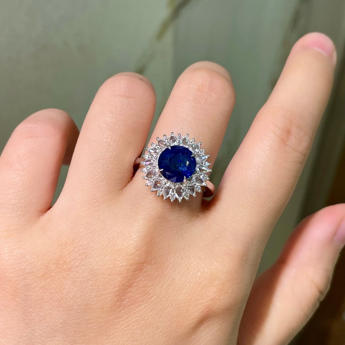 14k Gold 4.11 Ctw Natural Sapphire & Diamond Ring - 5