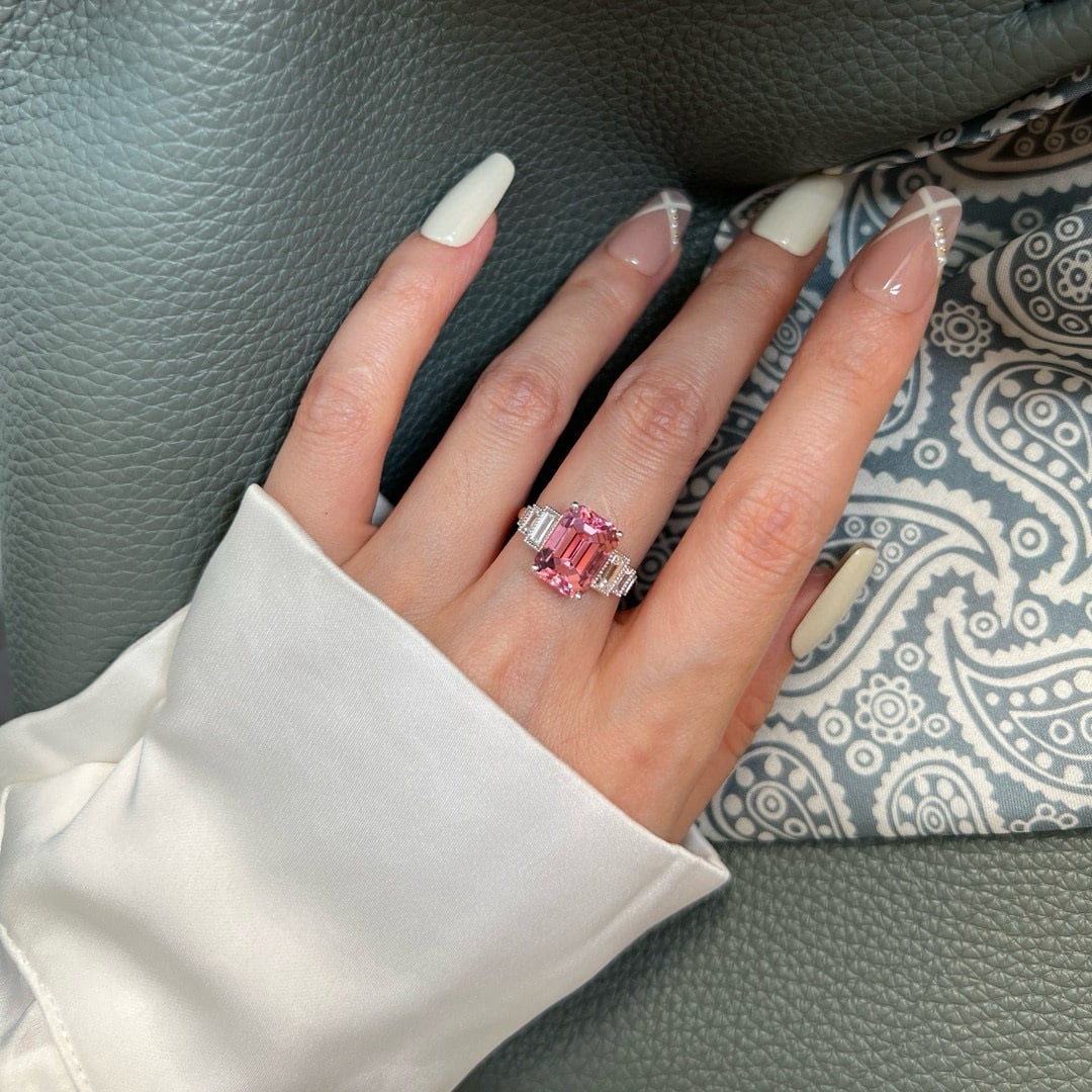 14k Gold 5.74 Ctw Natural Tourmaline & Lab Grown Diamond Ring - 2