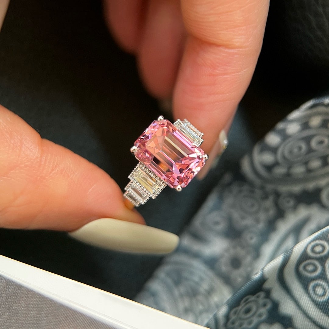 14k Gold 5.74 Ctw Natural Tourmaline & Lab Grown Diamond Ring - 5