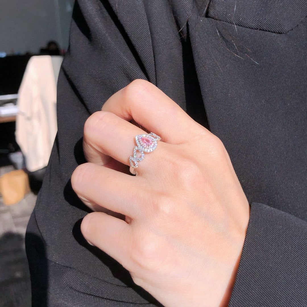 14k Gold 0.40 Ctw Natural Pink Diamond & Diamond Ring - 4