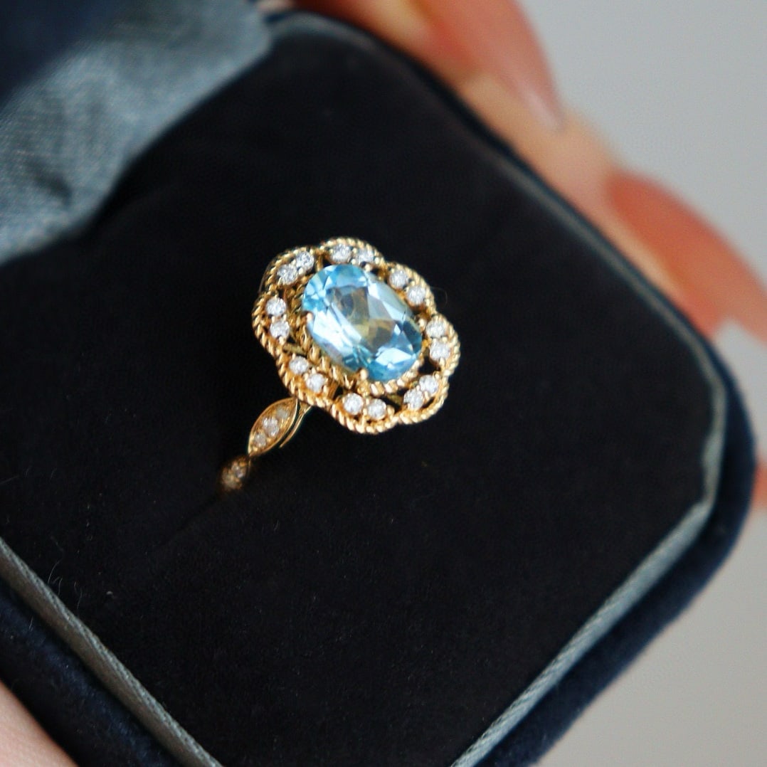 14k Gold 1 Ct Natural Aquamarine & Diamond Ring/pendant( Without Chain ) - 5