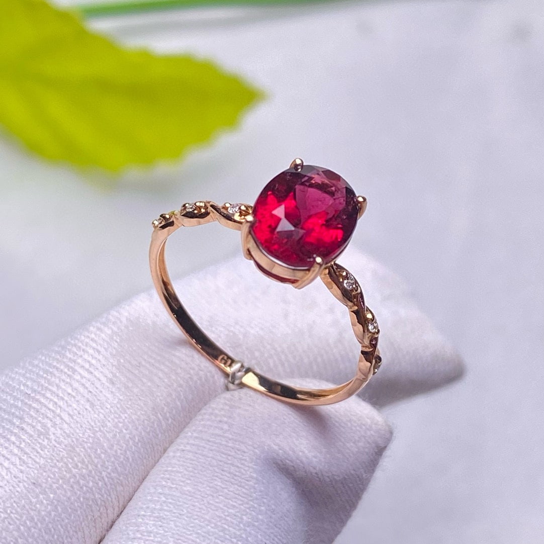 14k Gold 1.66 Ct Natural Tourmaline & Diamond Ring - 4