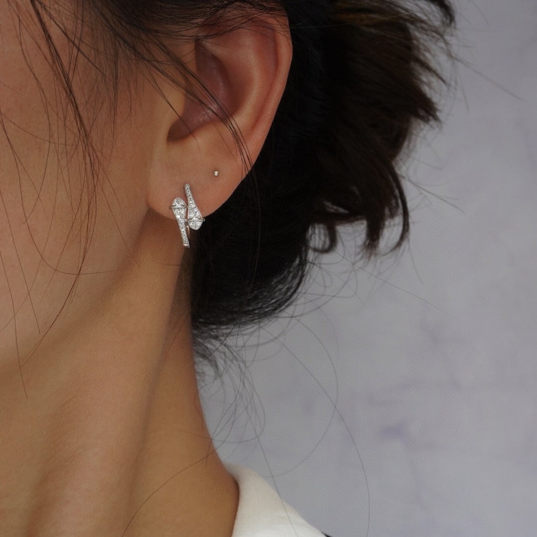 14k Gold 0.3 Ct Natural H Diamond Earrings - 8