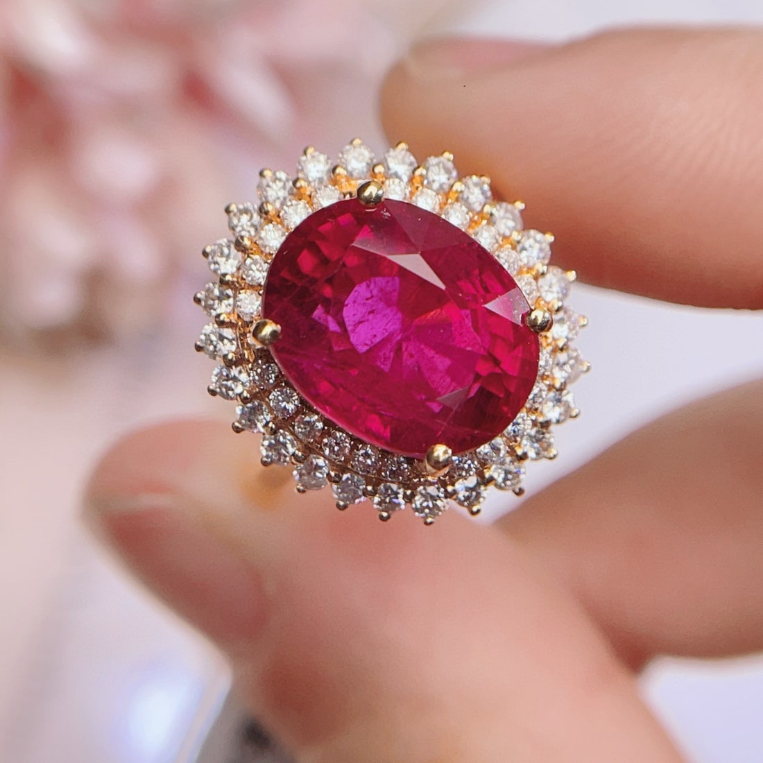 14k Gold 9.1 Ct Natural Tourmaline & Diamond Ring - 2