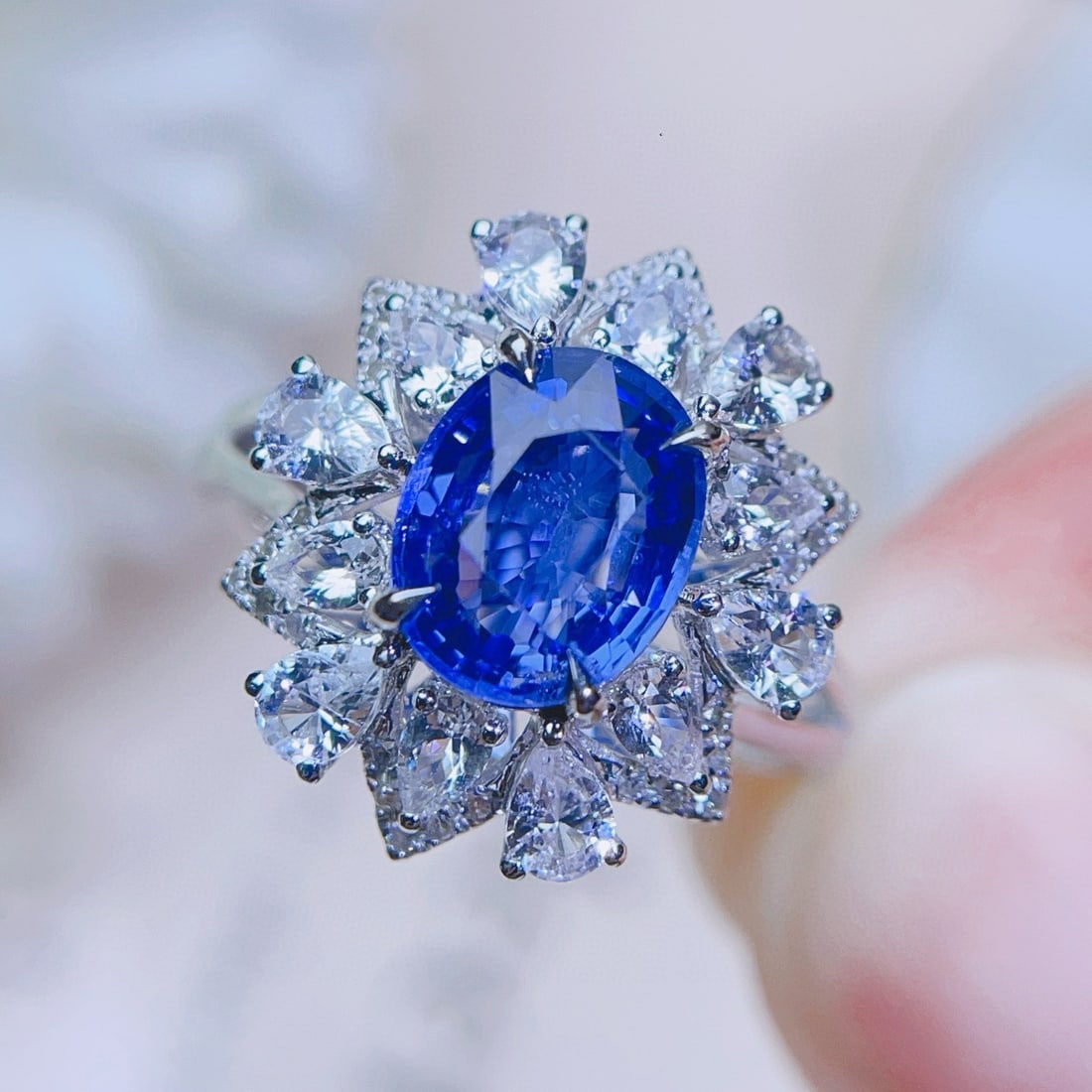 14k Gold 2.07 Ct Natural Sapphire & Sapphire & Diamond Ring - 2