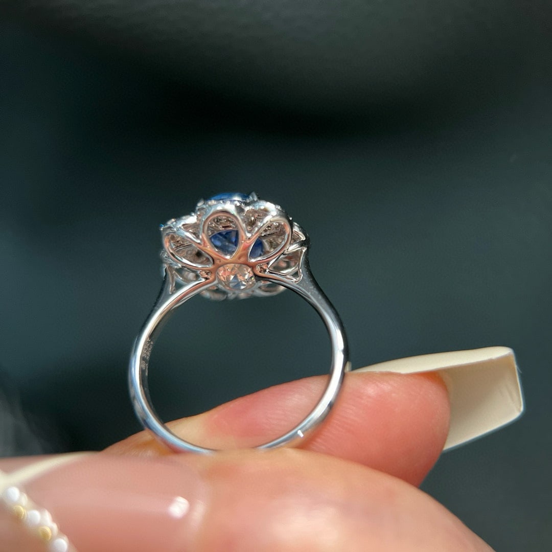 14k Gold 2.40 Ctw Natural Sapphire & Diamond Ring - 5