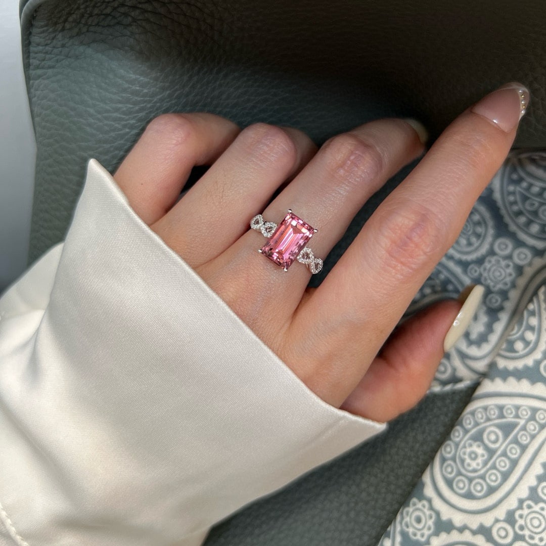 14k Gold 3.71 Ctw Natural Tourmaline & Lab Grown Diamond Ring - 3