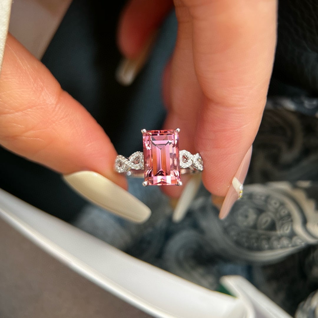 14k Gold 3.71 Ctw Natural Tourmaline & Lab Grown Diamond Ring - 4