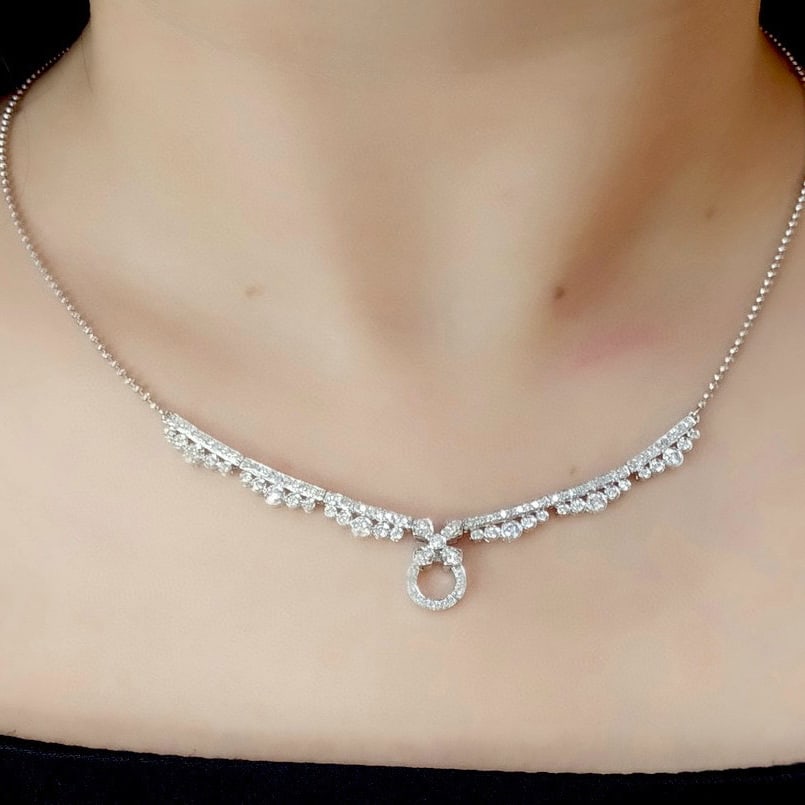 14k Gold 1.10 Ct Natural H Diamond Necklace - 2