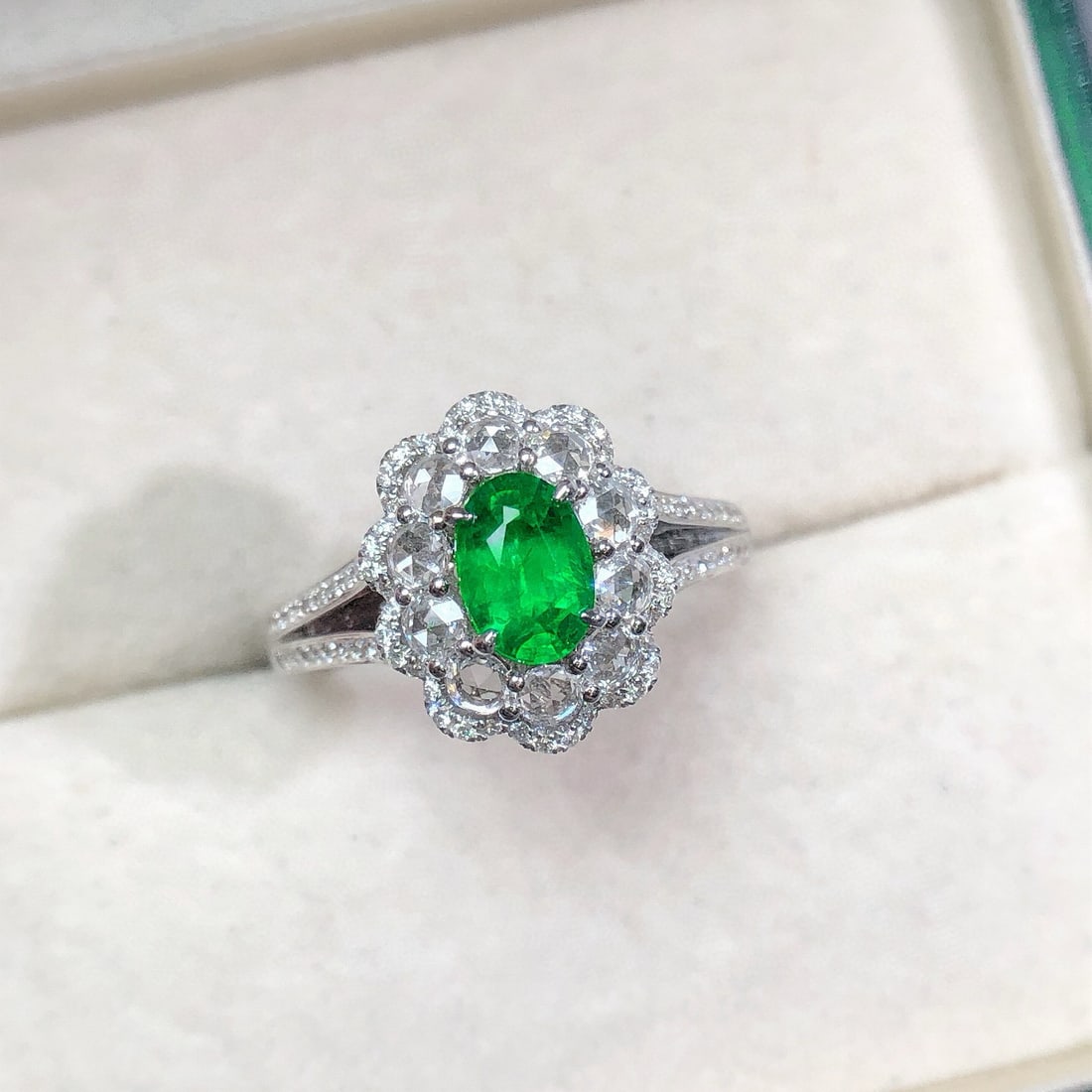 14k Gold 1.28 Ctw Vivid Green Natural Emerald & Diamond Ring/pendant( Without Chain ) - 5