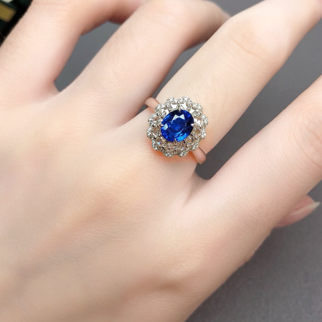 14k Gold 1.89 Ctw Natural Sapphire & Diamond Ring - 7