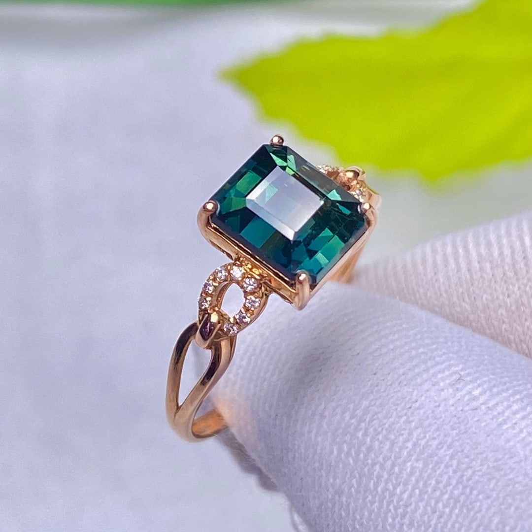 14k Gold 1.96 Ct Natural Tourmaline & Diamond Ring - 5