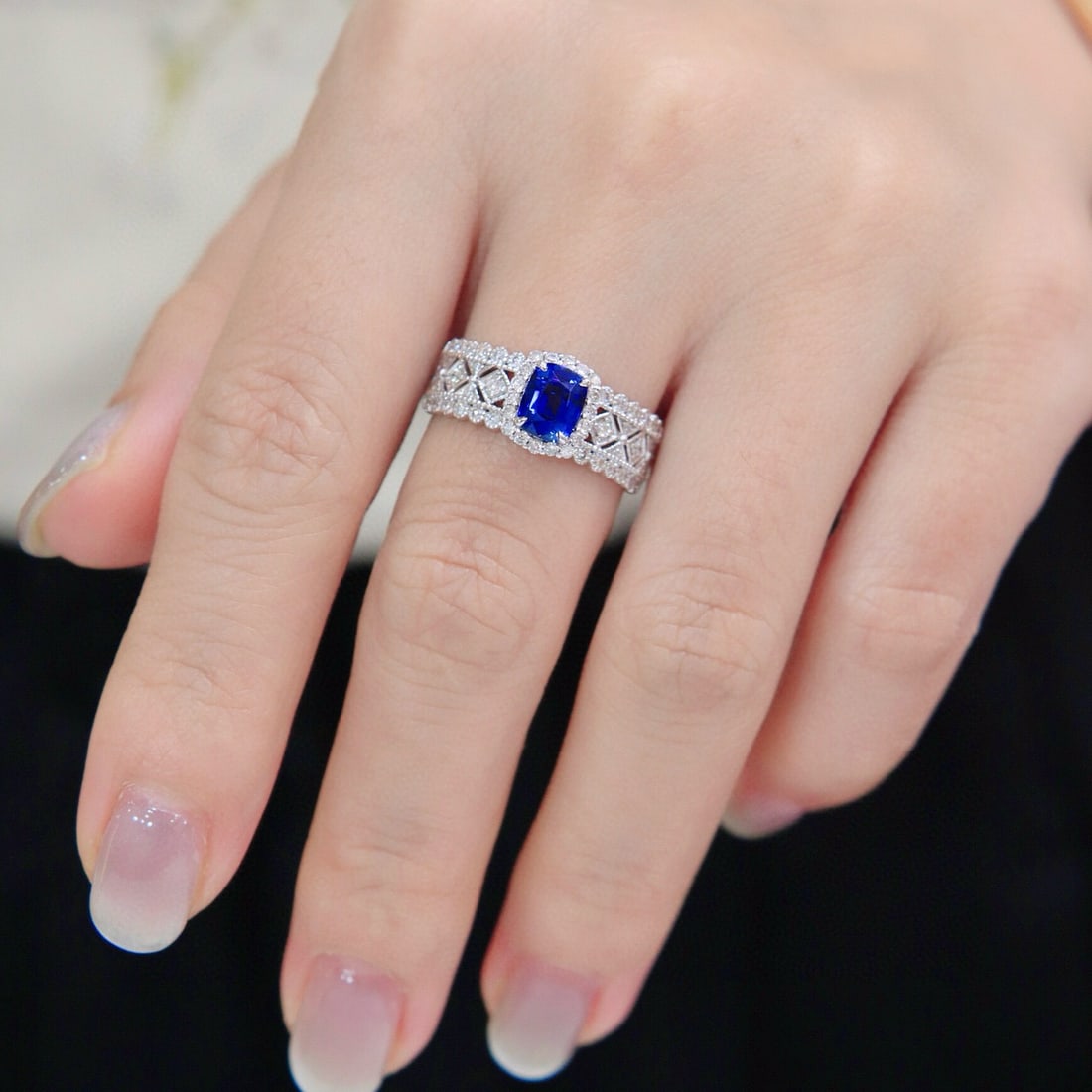 14k Gold 1.49 Ctw Natural Sapphire & Diamond Ring - 5