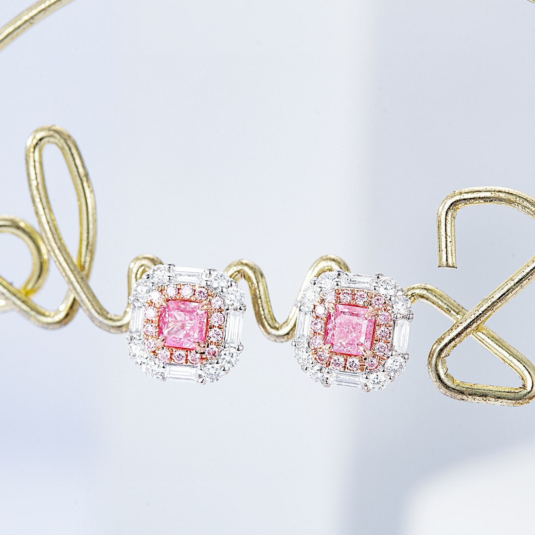 14k Gold 0.56 Ctw Natural Pink Diamond & Diamond Earrings - 3