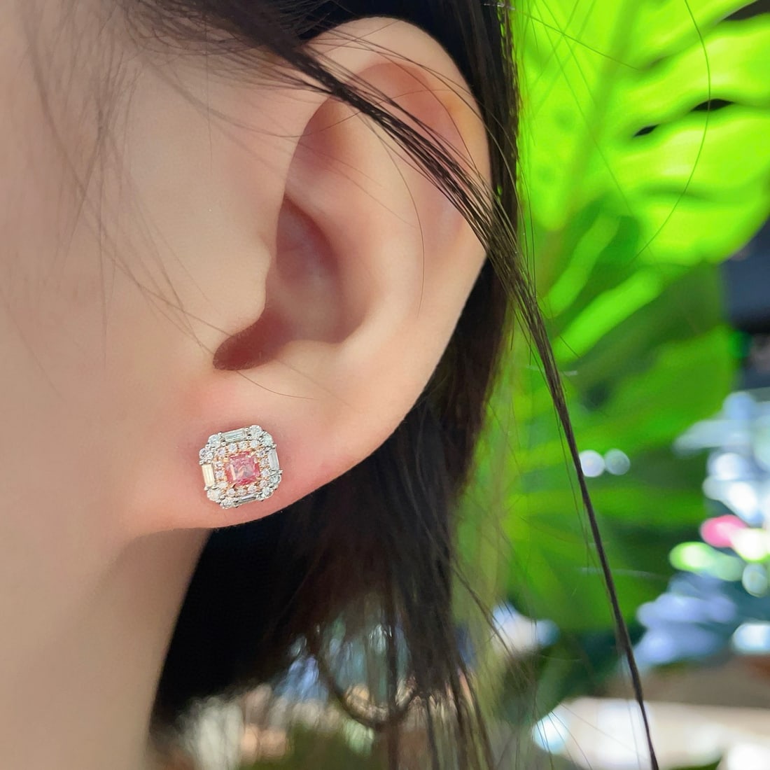 14k Gold 0.56 Ctw Natural Pink Diamond & Diamond Earrings - 4