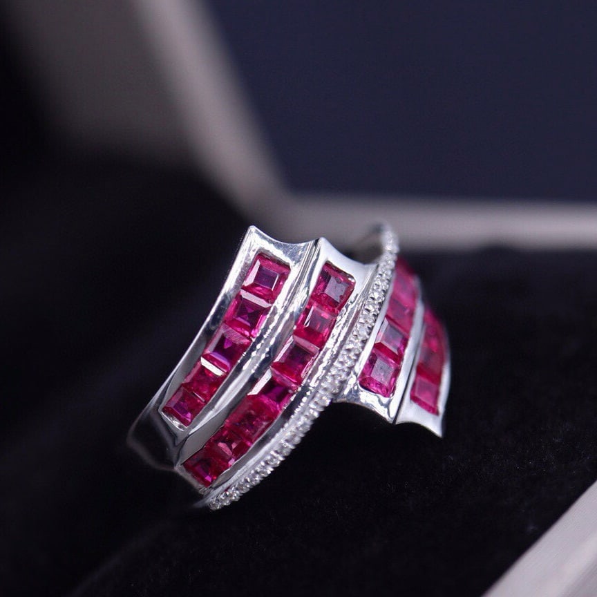 14k Gold 1.6 Ct Natural Ruby & Diamond Ring - 2