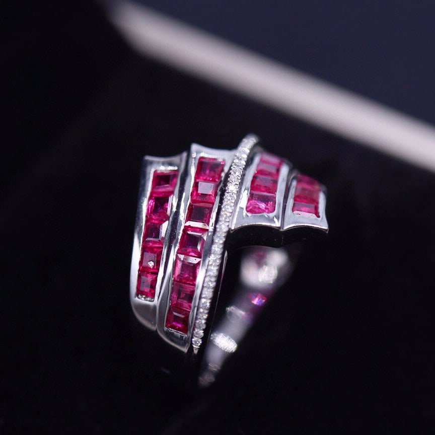 14k Gold 1.6 Ct Natural Ruby & Diamond Ring - 4