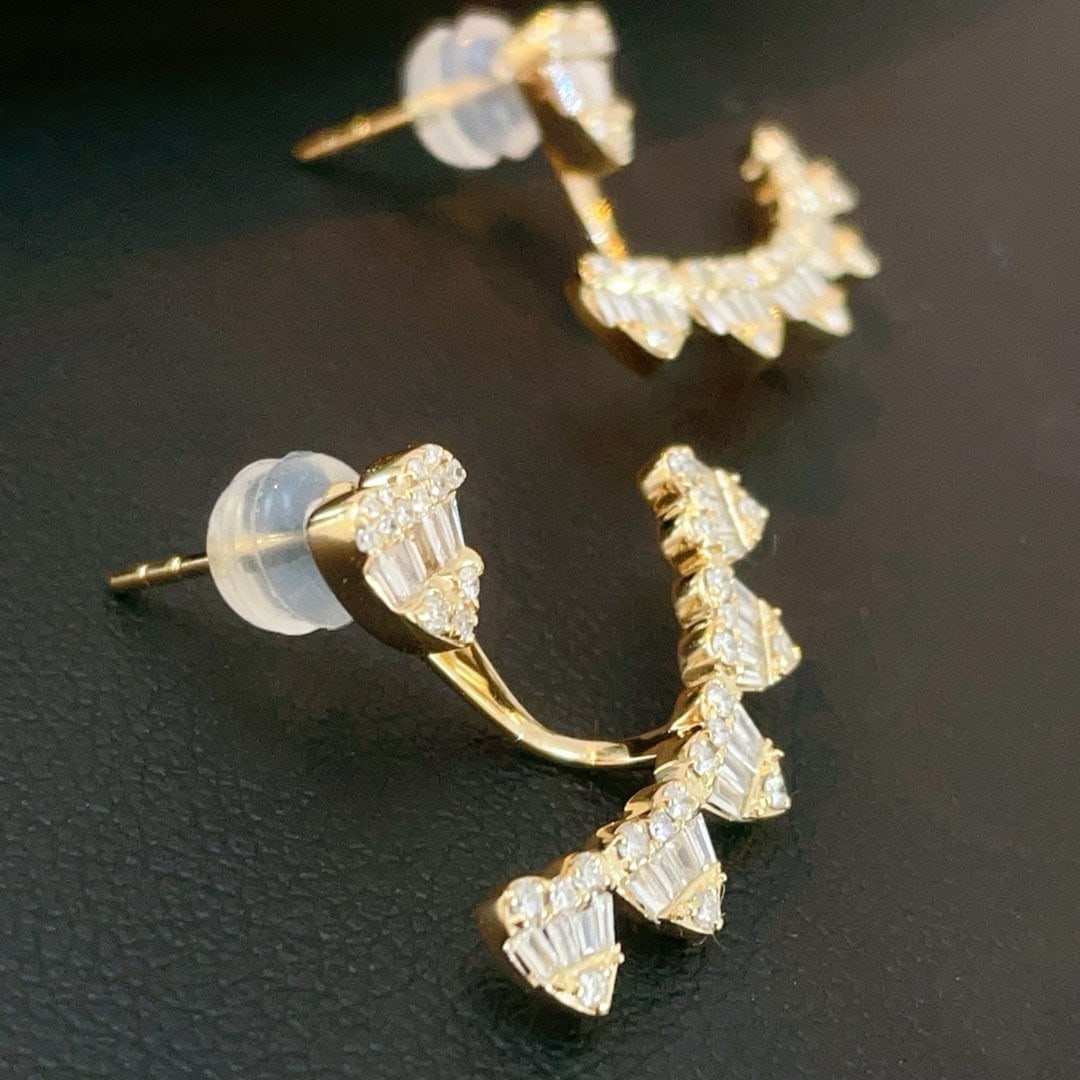 14k Gold 0.7 Ct Natural H Diamond Earrings - 3