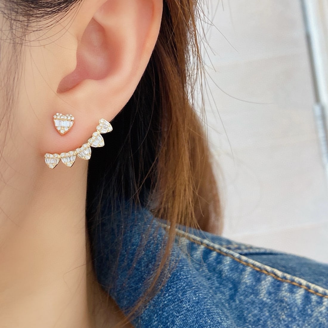 14k Gold 0.7 Ct Natural H Diamond Earrings - 6