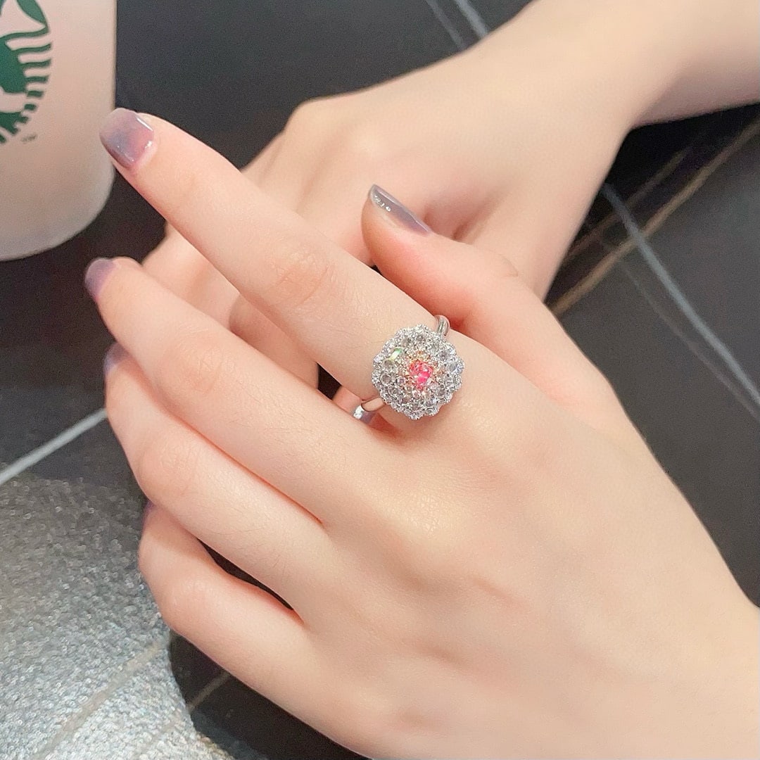 14k Gold 0.66 Ctw Natural Pink Diamond & Diamond Ring/pendant( Without Chain ) - 4