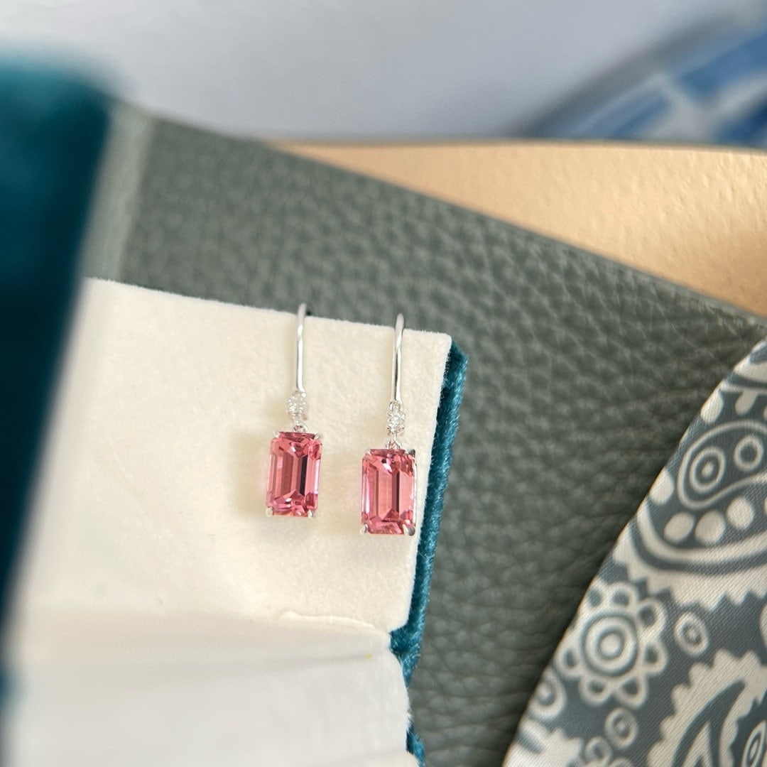 14k Gold 2.36 Ctw Natural Tourmaline & Diamond Earrings - 2